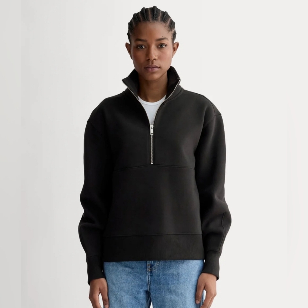 Everlane Fleece Half Zip Swearshirt size XL Black